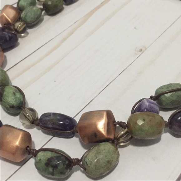 Sale! Leather beaded necklace - Picture 2 of 7